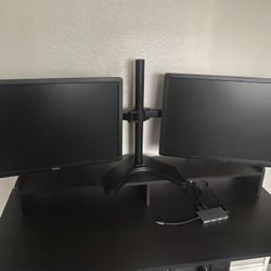 Dual Dell P2213F 22” Monitors + VIVO Dual Stand + Tripp Lite Dock