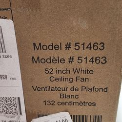 Brand New 52 Inch White Ceiling Fan