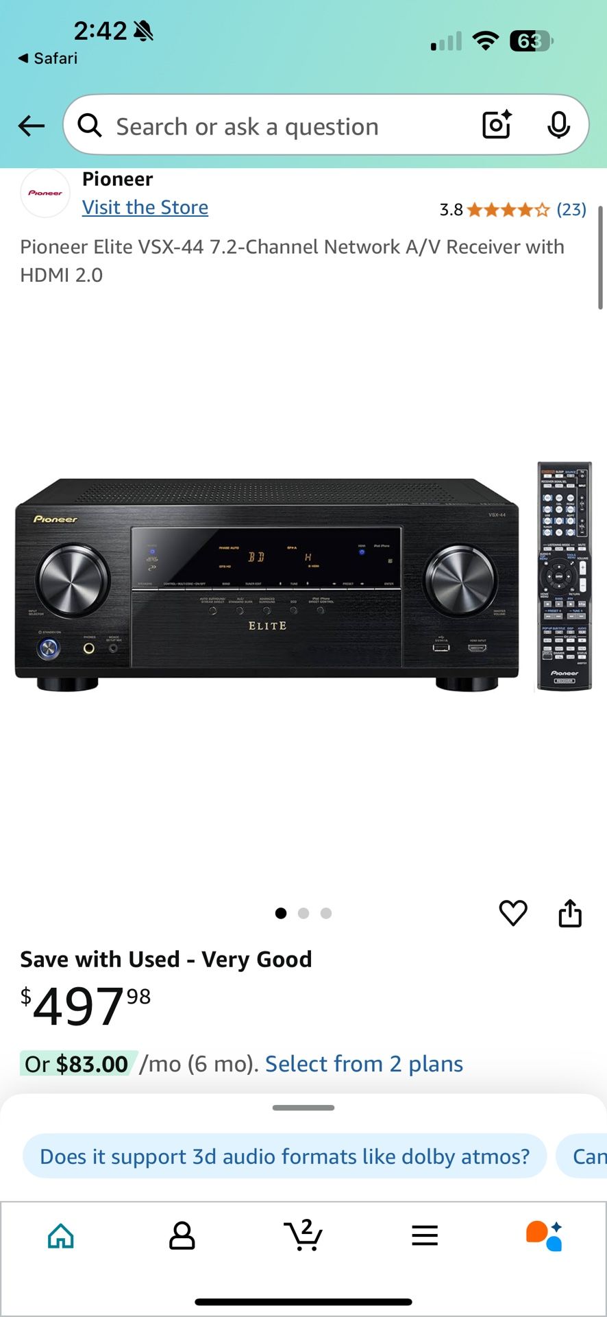 Pioneer elite receiver