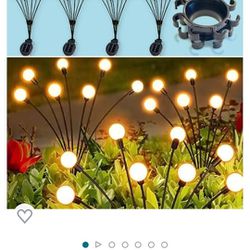  4 Pack Solar Firefly Garden Lights with Seperator, 8LED Swaying Solar Lights Warm White with 2 Lighting Modes, Sway at Breeze. Waterproof Solar Outdo