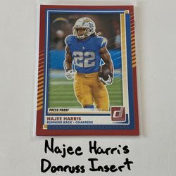Najee Harris Los Angeles Chargers All-Pro RB Donruss Short Print Insert Card. 