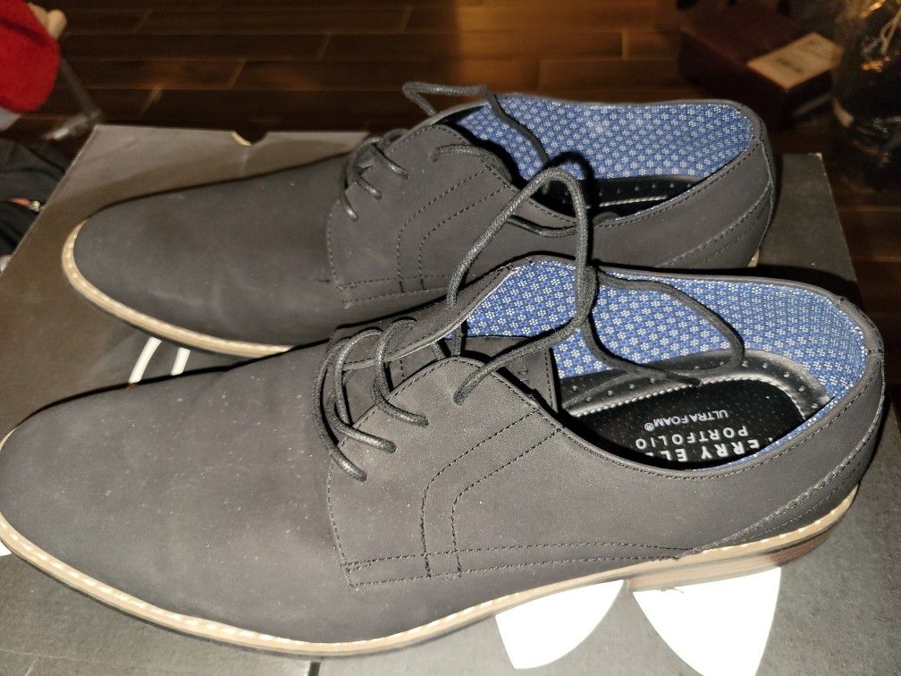 Perry Ellis Black Suede Shoes Size 15