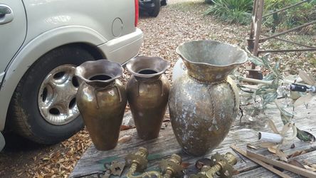 3 Brass Vases