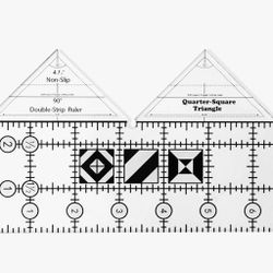Quilting Rulers, 45/60/90 Degree Double Strip Ruler, Sewing Accessories and Quilting Supplies, Non-Slip Quarter Square Triangle Cutting Guide for Sewi