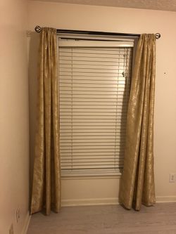 Gold Drapes with rod and brackets/hardware