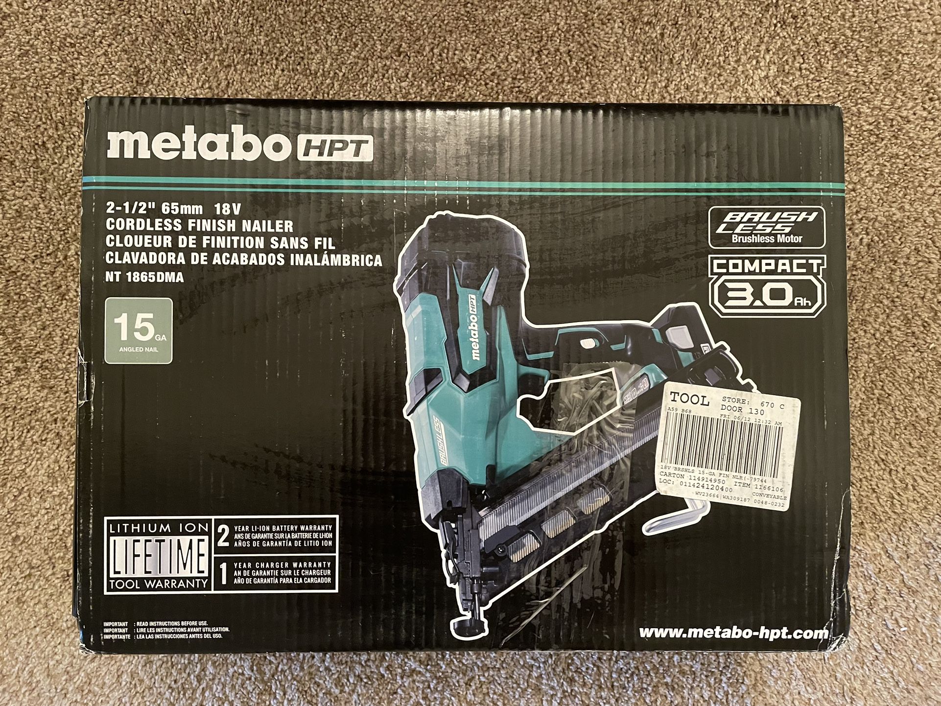 Metabo Battery Operated 15ga Cordless Finish Nailer