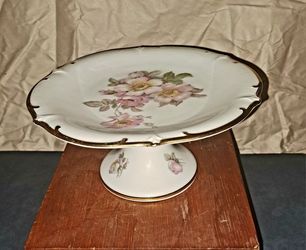 Beautiful vintage wild rose pattern, petite size pedestal cookie/fudge serving piece.E&R 1886 , Germany 