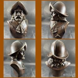 Holland Mold Conquistador Large Ceramic Bust Statue Vintage Bronze Tone 11.25"