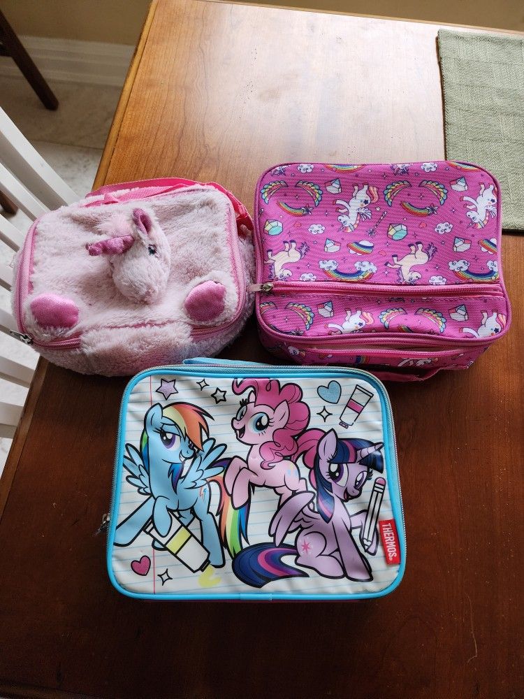 My little Pony Thermos lunch box, Fuzzy Unicorn lunch Box, Unicorn Rainbow lunch box