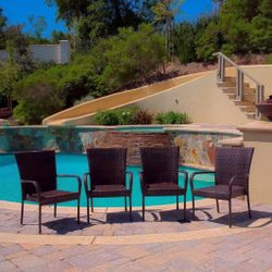 Outdoor Patio Chairs Set of 4 – Wicker/Rattan Style (Retail $199+) Backyard Pool Furniture