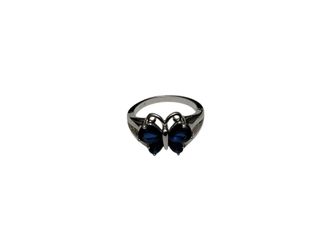 925 Silver with Blue Diamond Rose Butterfly Wedding Engaement Ring for Women Size 7 & 11