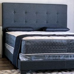 Brand New King Size Dark Grey Bed Frame With New Mattress/Fast Delivery 