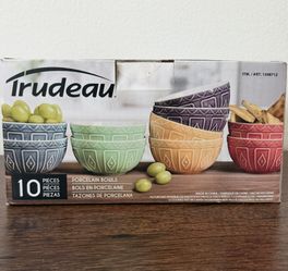 NEW Trudeau Bowls 4.5 in. Multicolor Porcelain Bowls - 10 Pack