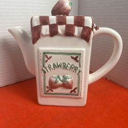 Vintage Cottage Collectable Watermelon melon fruit Teapot handmade porcelain  