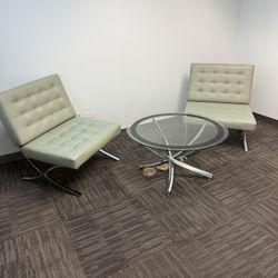 Barcelona Style Chairs And Matching Table  