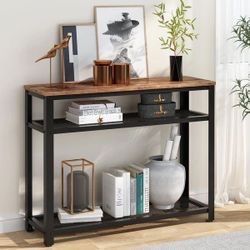 New Entryway Hallway Table with 2 Mesh Storage Shelves