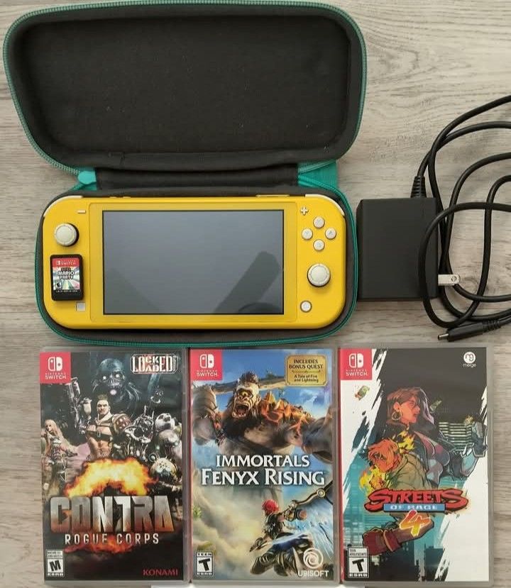 Contra, Mario Party, Fenyx Rising, Streets of Rage Adult owned Nintendo Switch Lite with game lot
$275
Price is FIRM
Message if interested