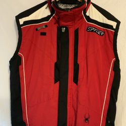 SPYDER Entrant Dernizax-EV Men’s Red Vest with Hoodie Large Red Black White EUC
