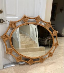Large Round Rattan Wall Mirror