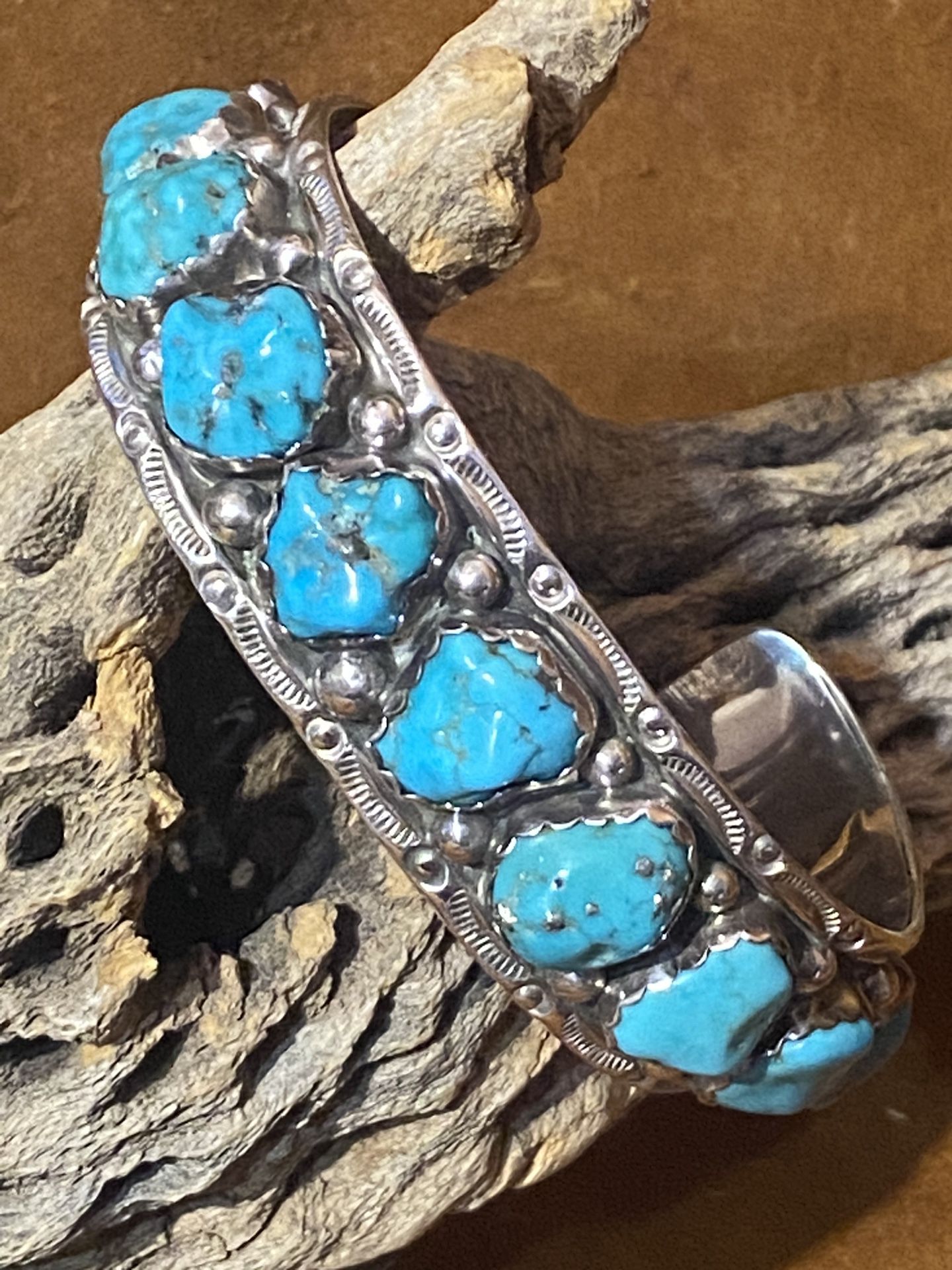 Old Pawn Navajo Turquoise & Sterling Silver Cuff Bracelet Richard  & Mary T Thomas