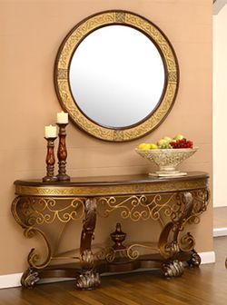 Designer Gold Console with Mirror