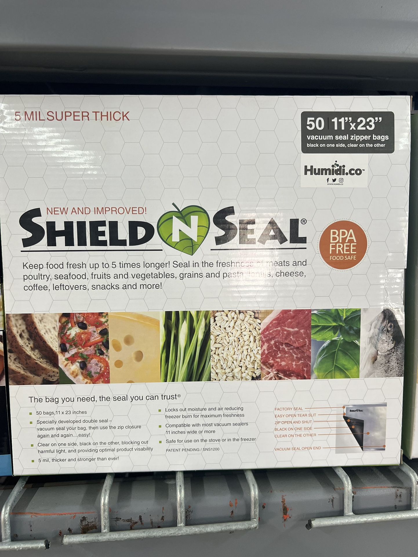 Shield N Seal 11”x 23” 50 Ct Vacuum Sealer Bags (Black/Clear)