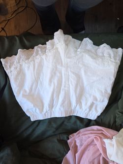 White Eyelet Crop Top with Elastic Hem