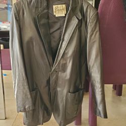 Womens Black Leather Coat Size M 