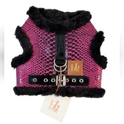 Haute Hounds Luxury Dog Harness Faux Leather & Fur Size Medium 