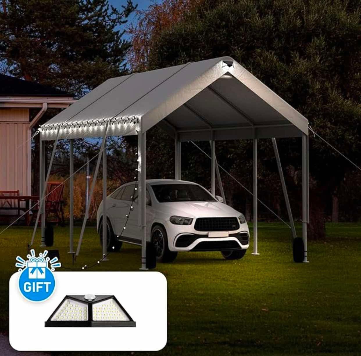 Carport Canopy 12x20FT Heavy Duty, Carport Canopy Adjustable Height, Portable Car Port Garage, Car Shelter All Weather, Grey