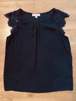 Navy Philosophy size S ladies top with lace shoulders