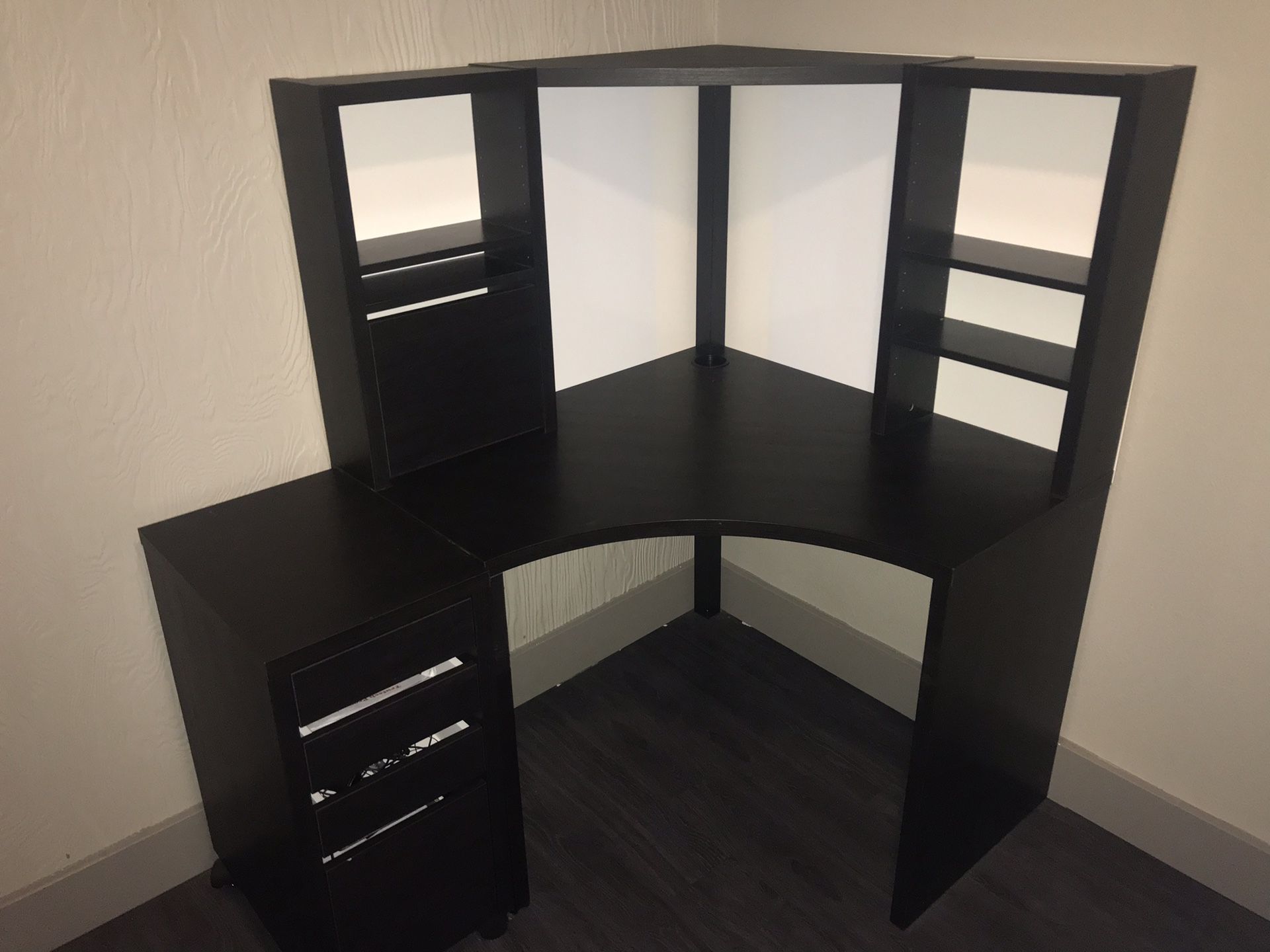 Ikea Desk with Hutch and File Cabinet