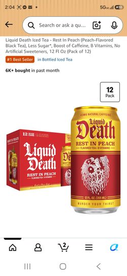 Liquid Death Rest In Peach Iced Tea 12-Pack