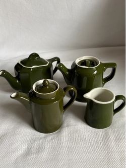 Green Teapot Set Includes Shenango New Castle China Vintage