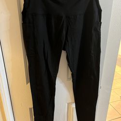 Black Fleeced Leggings with Side Pockets