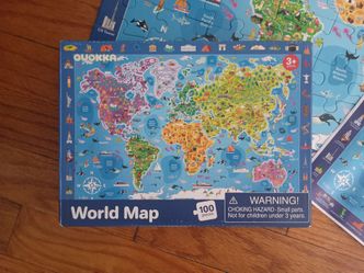 3/$10 🌟 Kids Quokka Colorful World Map 100 Piece Educational Jigsaw Puzzle