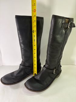 UGG Tupelo Black Leather Tall Boots Size 10 AS IS Shearling Lined Needs Cleaning