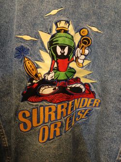 Vintage Marvin the Martian surrender or else cotton denim jacket size XL
