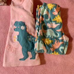 Size Girls 5t Warm Fleece Dinosaur Pajamas 