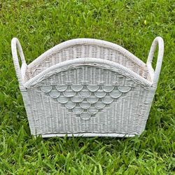 Vintage Wicker Rattan Basket Magazine Holder