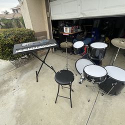 Drum set and piano-keyboard
