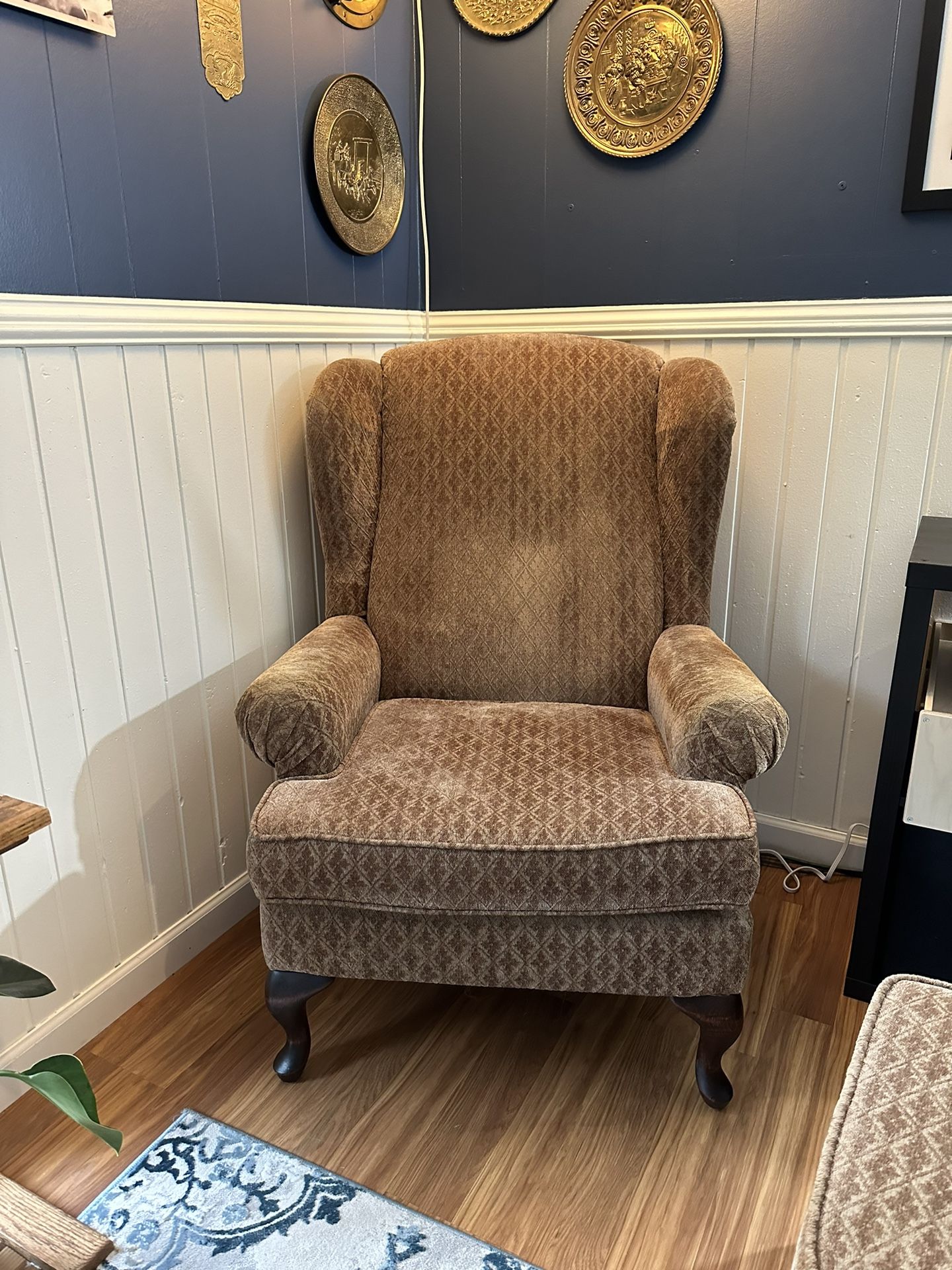 Wingback Armchair With Ottoman