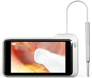 Otoscope, 3.9mm Ear Scope with 5-Inch Screen, 1080P Ear Inspection Camera Temperature Control IP67 Waterproof with 6 LED Lights, 32G TF Card