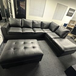 Malone L-shape Reversible Faux Leather Sectional Sofa