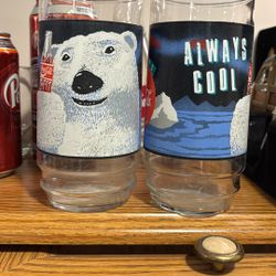 Two Matching Vintage Coca Cola Glasses. 