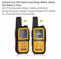 Lifetime Free GPS Rapid Long Range Walkie Talkies PoC Radios 2-Pack 4G LTE Nationwide Walkie Talkies,Unlimited Range,Bluetooh Headset Support,Global P