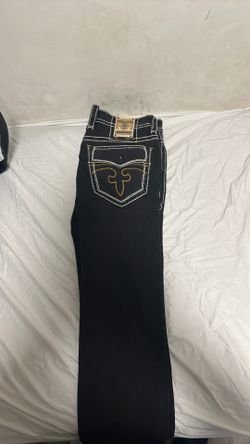 Rock Revival Arther Straight Stretch Jeans Men’s 38x30 Orange/White Stitch