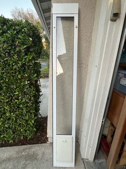Sliding Glass Door Pet Door Panel for Small Dogs / Cats (White Aluminum)