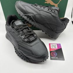 New Puma Junior Blacktop Rider Leather Jr Sneaker Black Size 4