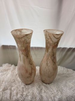 Set of 2 Large 20 inch Hand-Blown Glass Vases boho wedding farmhouse